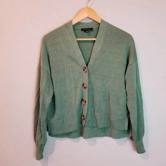 Ann Taylor Women's Linen Blend Cardigan Size Small Green Buttons - Picture 3 of 10